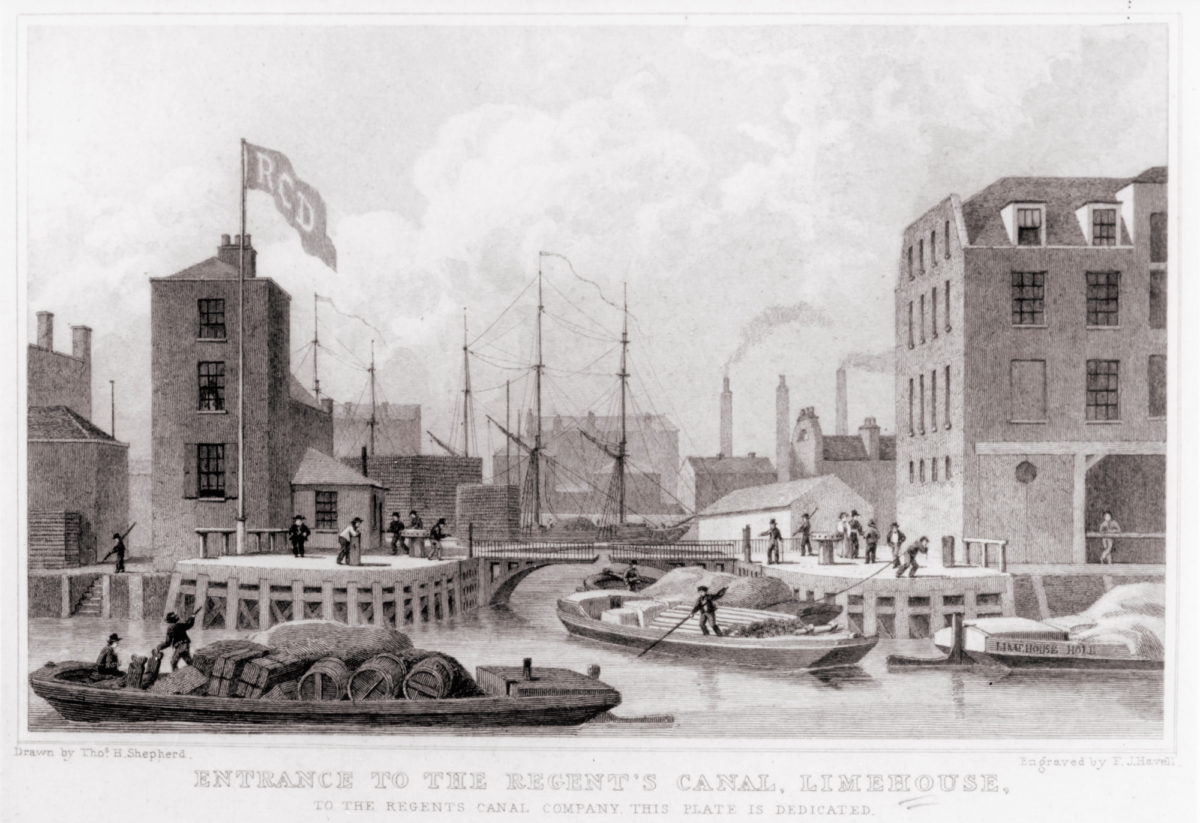 Entrance to the Regents Canal Limehouse. Image courtesy of London Canal Museum